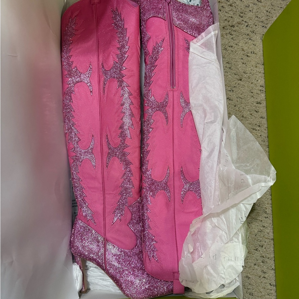 Gianni Bini Pink Glitter Over-the-Knee Boots